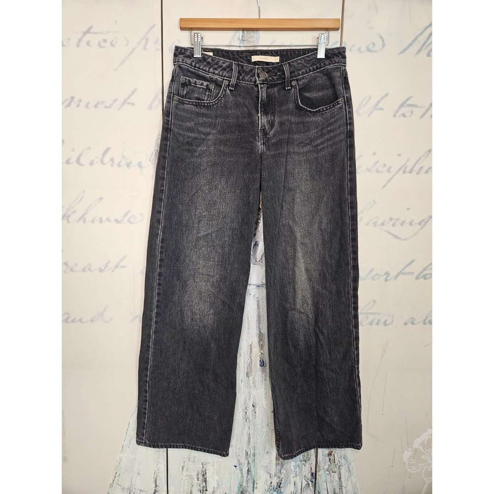 Levi's Premium Low Loose Jeans 27 Washed Black Baggy Wide Leg Y2K Grunge Skate